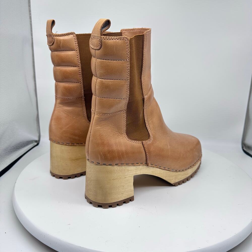 Mia Clogs Justina Pull On Platform Leather Ankle Tan Boots Womens Size 9 - Picture 7 of 15